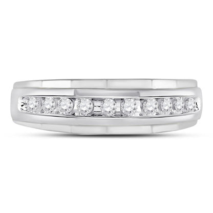 14k White Gold Round Diamond Wedding Band Ring 1/4 Cttw