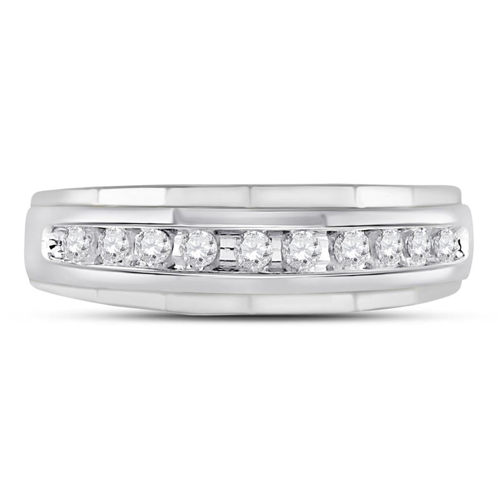 14k White Gold Round Diamond Wedding Band Ring 1/4 Cttw