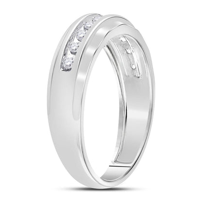 14k White Gold Round Diamond Wedding Band Ring 1/4 Cttw