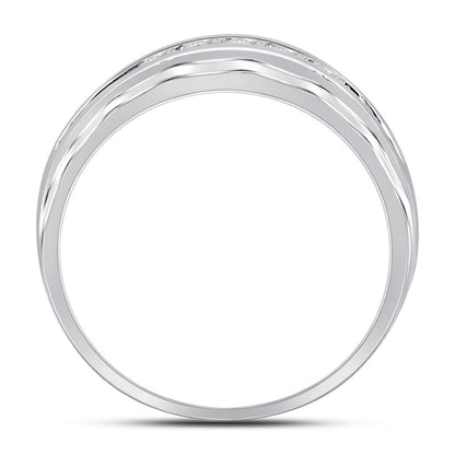 14k White Gold Round Diamond Wedding Band Ring 1/4 Cttw