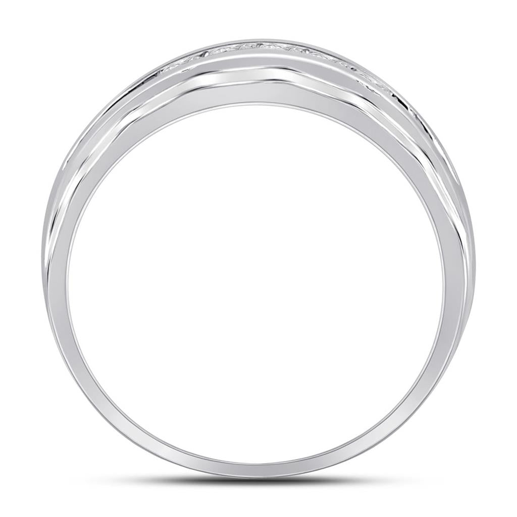 14k White Gold Round Diamond Wedding Band Ring 1/4 Cttw