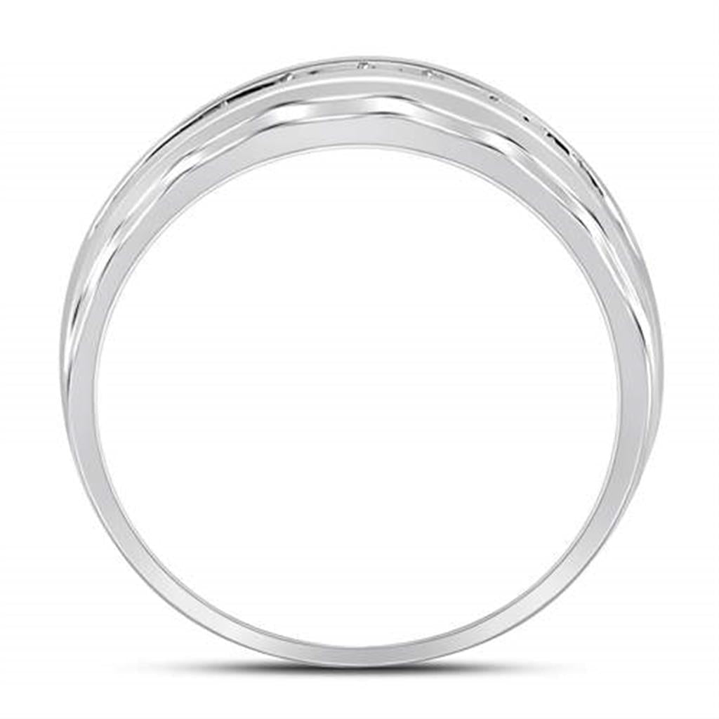 14k White Gold Round Diamond Wedding Band Ring 1/4 Cttw