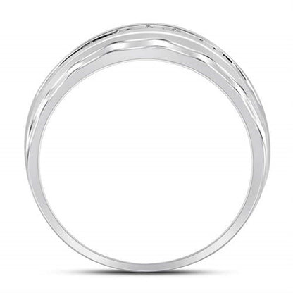 14k White Gold Round Diamond Wedding Band Ring 1/4 Cttw