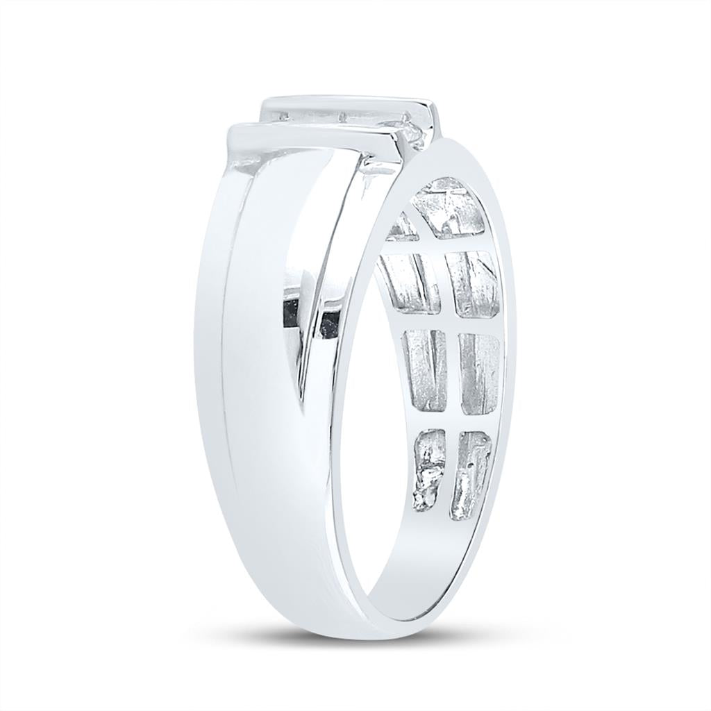 14k White Gold Round Diamond Wedding 3-Stone Band Ring 1/4 Cttw