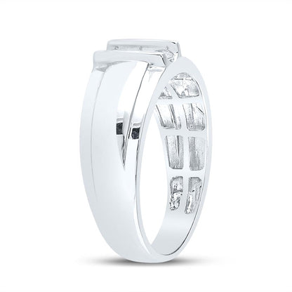 14k White Gold Round Diamond Wedding 3-Stone Band Ring 1/4 Cttw