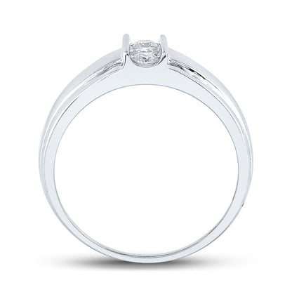 14k White Gold Round Diamond Wedding 3-Stone Band Ring 1/4 Cttw