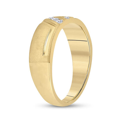 14k Yellow Gold Round Diamond Wedding Band Ring 1/6 Cttw