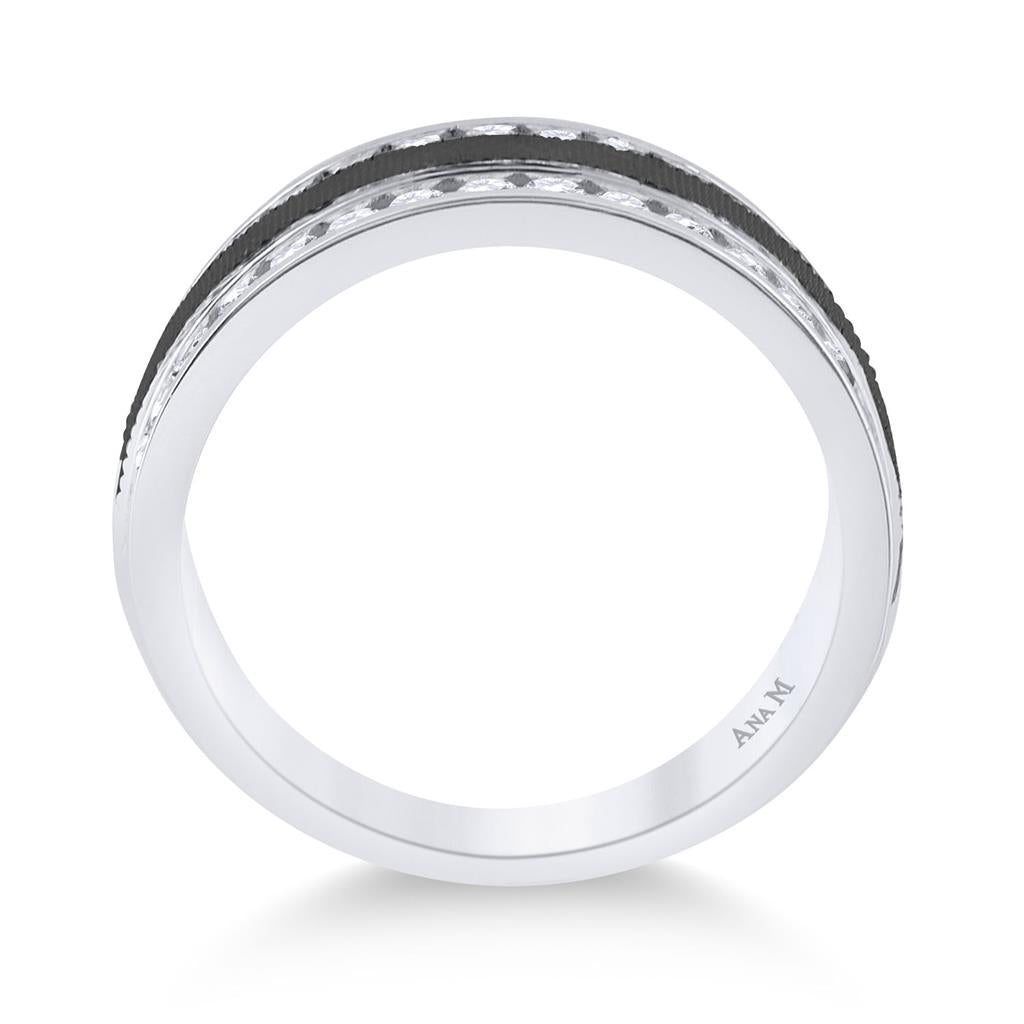 14k White Gold Round Diamond Double Row Wedding Band Ring 1 Cttw