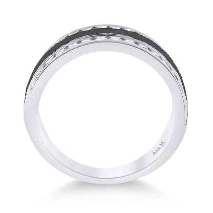 14k White Gold Round Diamond Double Row Wedding Band Ring 1 Cttw
