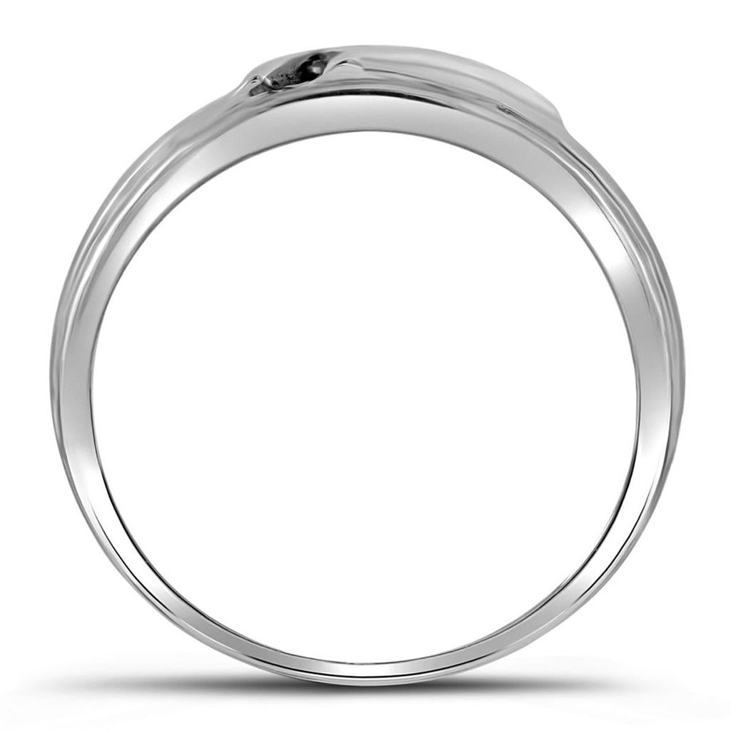 14k White Gold Round Black Diamond Band Ring 1/8 Cttw