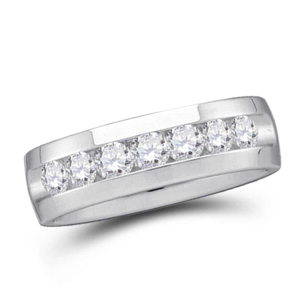14k White Gold Round Diamond Wedding Band Ring 1/4 Cttw
