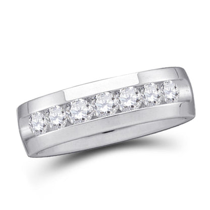 14k White Gold Round Diamond Wedding Band Ring 1/4 Cttw