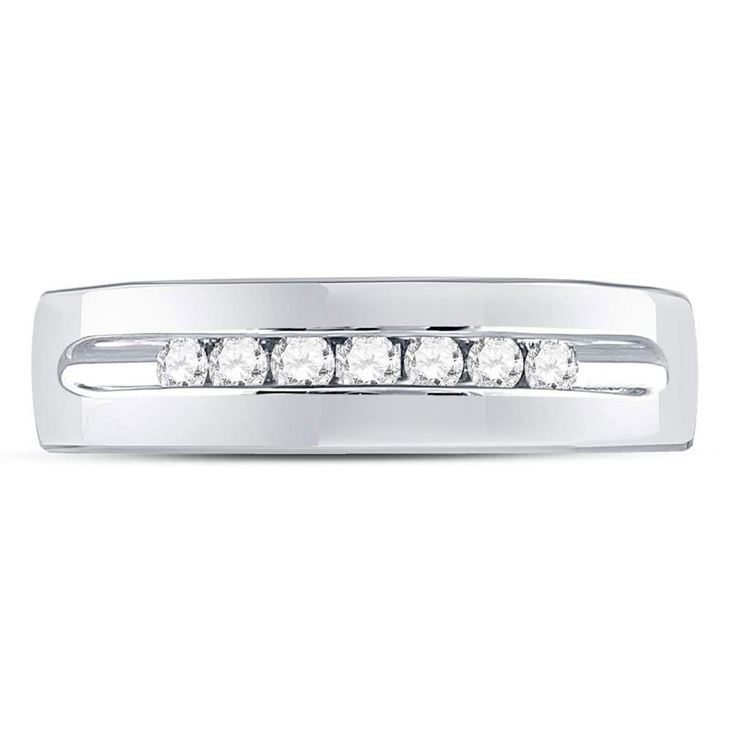 14k White Gold Round Diamond Wedding Band Ring 1/4 Cttw