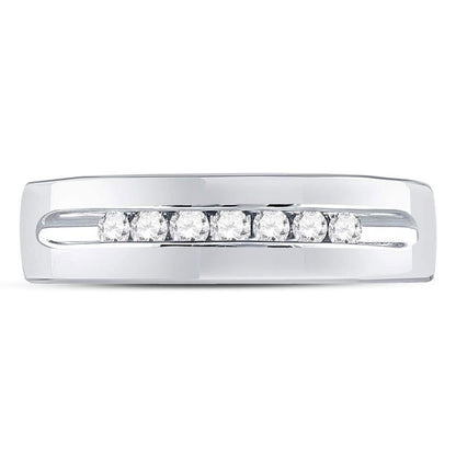 14k White Gold Round Diamond Wedding Band Ring 1/4 Cttw