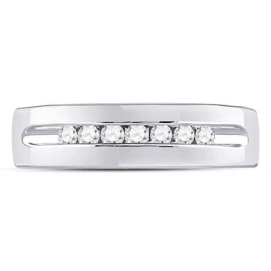 14k White Gold Round Diamond Wedding Band Ring 1/4 Cttw
