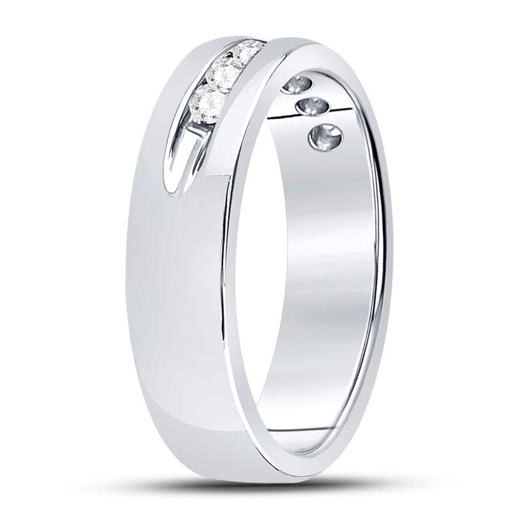 14k White Gold Round Diamond Wedding Band Ring 1/4 Cttw