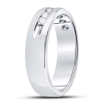 14k White Gold Round Diamond Wedding Band Ring 1/4 Cttw