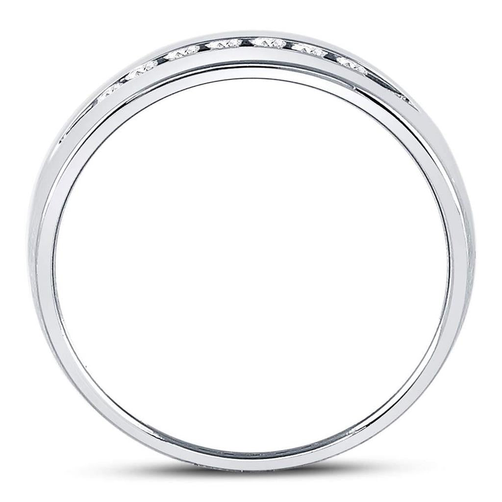 14k White Gold Round Diamond Wedding Band Ring 1/4 Cttw