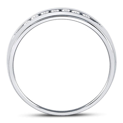 14k White Gold Round Diamond Wedding Band Ring 1/4 Cttw