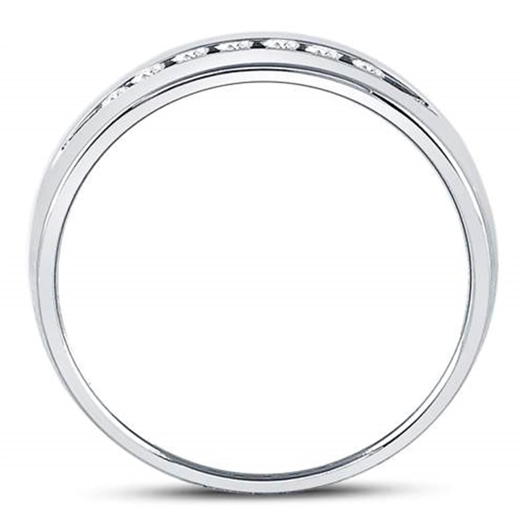 14k White Gold Round Diamond Wedding Band Ring 1/4 Cttw