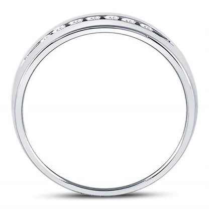 14k White Gold Round Diamond Wedding Band Ring 1/4 Cttw