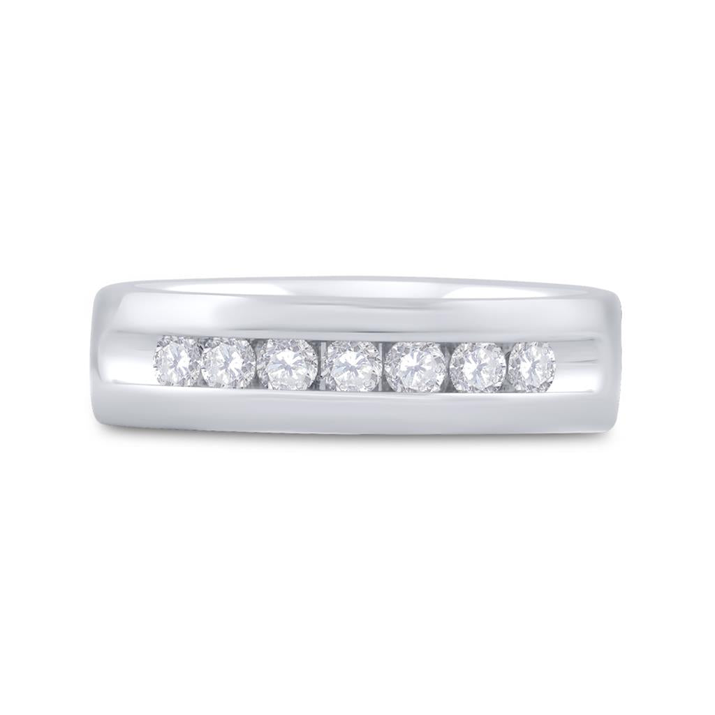 14k White Gold Round Diamond Wedding Single Row Band Ring 1/2 Cttw