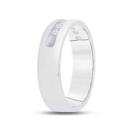 14k White Gold Round Diamond Wedding Single Row Band Ring 1/2 Cttw