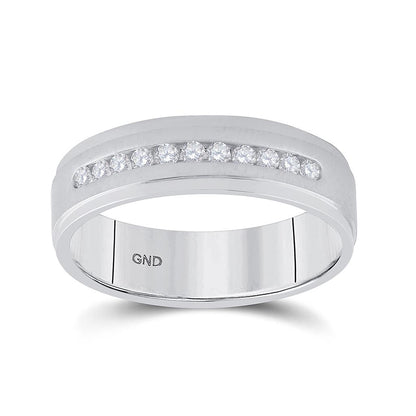14k White Gold Round Diamond Single Row Wedding Band Ring 1/4 Cttw