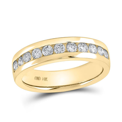 14k Yellow Gold Round Diamond Wedding Single Row Band Ring 1 Cttw