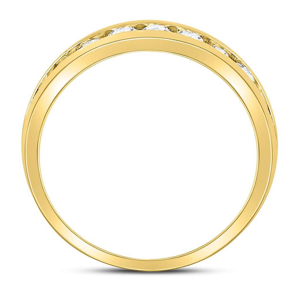 14k Yellow Gold Round Diamond Wedding Single Row Band Ring 1 Cttw