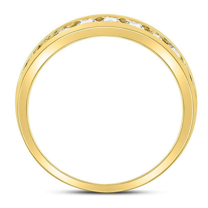 14k Yellow Gold Round Diamond Wedding Single Row Band Ring 1 Cttw