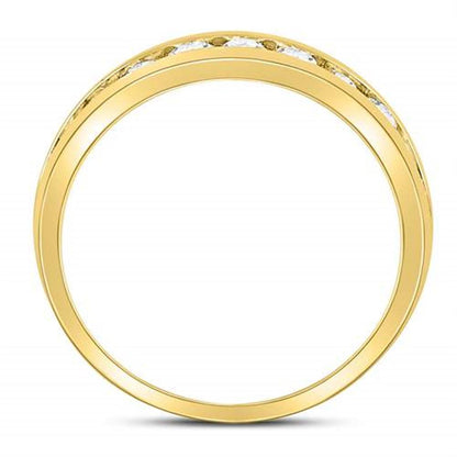 14k Yellow Gold Round Diamond Wedding Single Row Band Ring 1 Cttw
