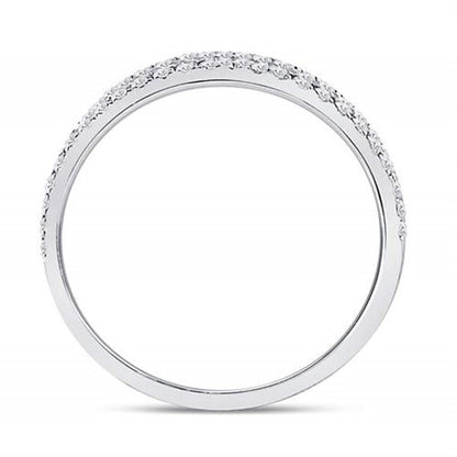 14k White Gold Round Diamond Double Row Comfort Wedding Band 1/4 Cttw