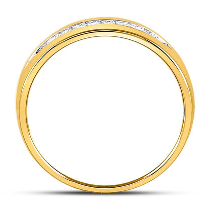 14k Yellow Gold Princess Diamond Wedding Band Ring 1/4 Cttw