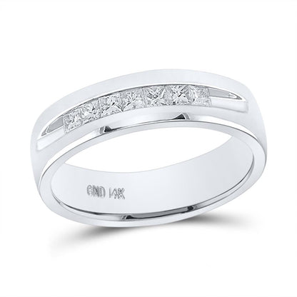 14k White Gold Princess Diamond Wedding Single Row Band Ring 1/2 Cttw