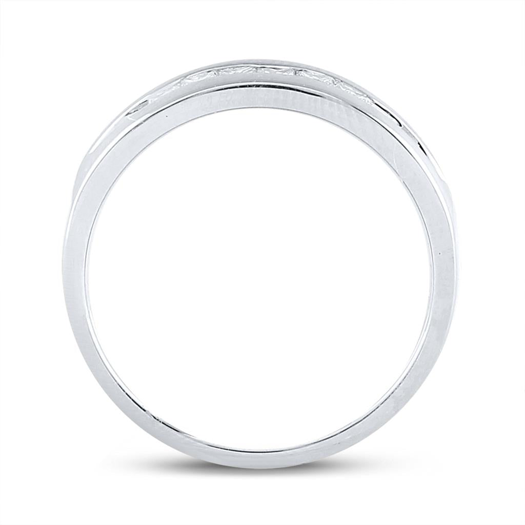 14k White Gold Princess Diamond Wedding Single Row Band Ring 1/2 Cttw