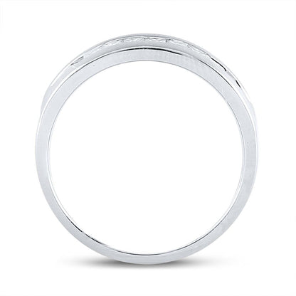 14k White Gold Princess Diamond Wedding Single Row Band Ring 1/2 Cttw