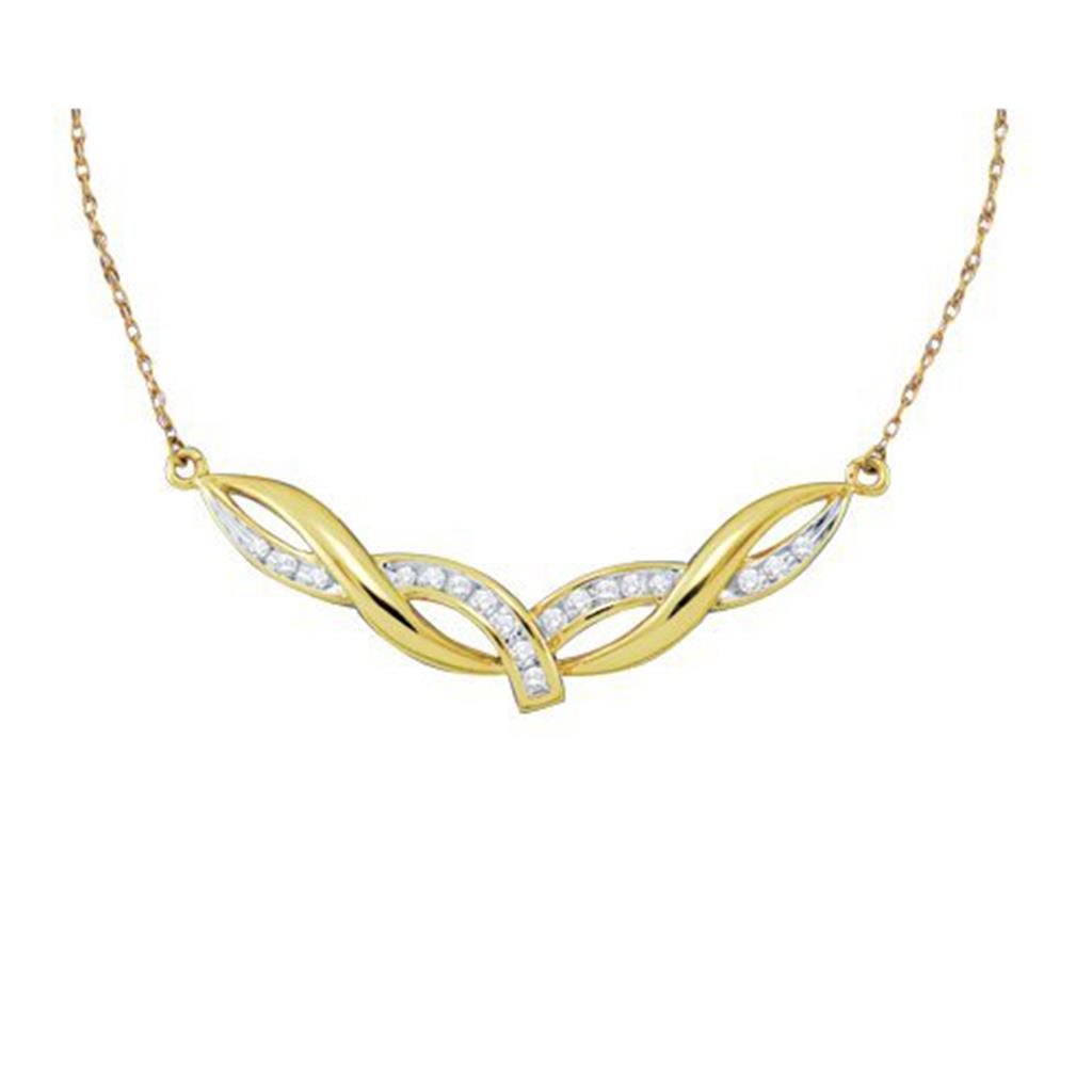 14k Yellow Gold Diamond Fashion Pendant Necklace 1/3 Cttw