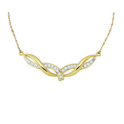 14k Yellow Gold Diamond Fashion Pendant Necklace 1/3 Cttw