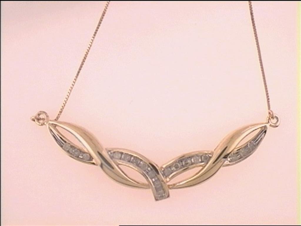 14k Yellow Gold Diamond Fashion Pendant Necklace 1/3 Cttw