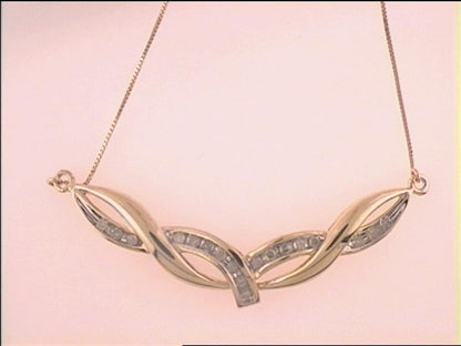 14k Yellow Gold Diamond Fashion Pendant Necklace 1/3 Cttw