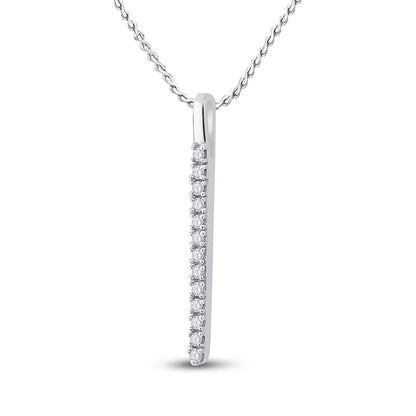 14k White Gold Round Diamond Bar Pendant 1/10 Cttw