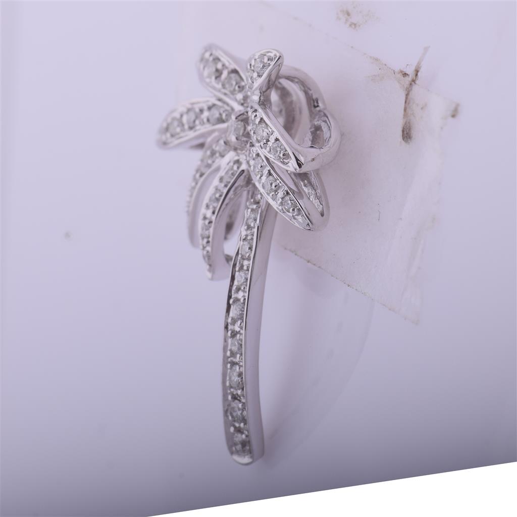 14k White Gold Round Diamond Palm Tree Nautical Beach Pendant 1/4 Cttw