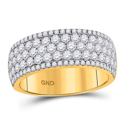 14k Yellow Gold Round Diamond Pave Fashion Band Ring 2 Cttw