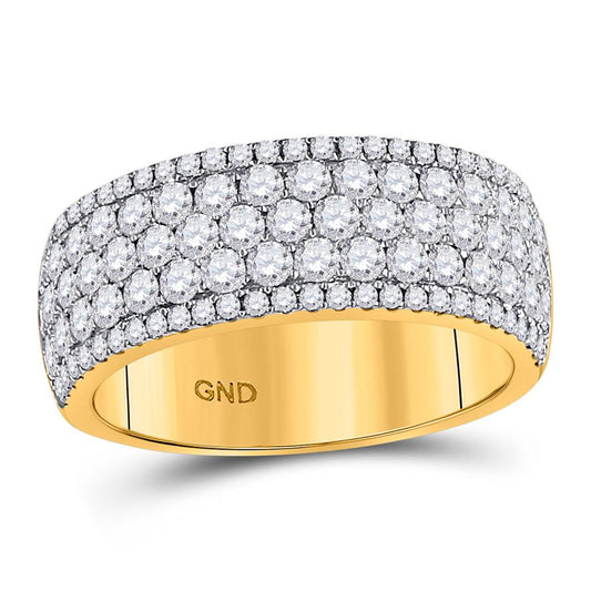 14k Yellow Gold Round Diamond Pave Fashion Band Ring 2 Cttw
