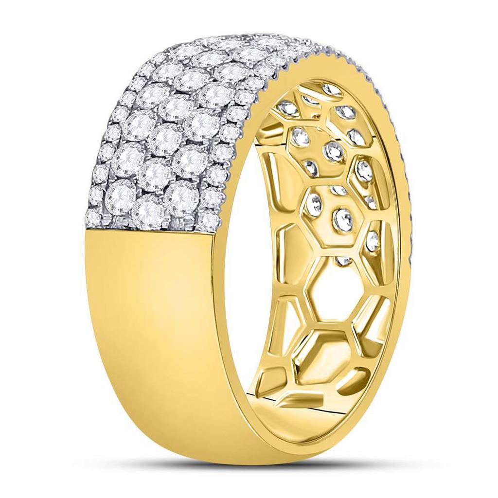 14k Yellow Gold Round Diamond Pave Fashion Band Ring 2 Cttw
