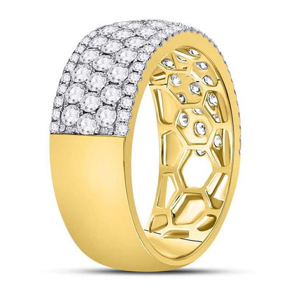 14k Yellow Gold Round Diamond Pave Fashion Band Ring 2 Cttw