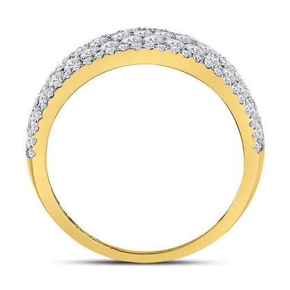 14k Yellow Gold Round Diamond Pave Fashion Band Ring 2 Cttw