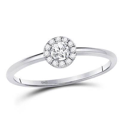 14k White Gold Round Diamond Solitaire Stackable Band Ring 1/5 Cttw