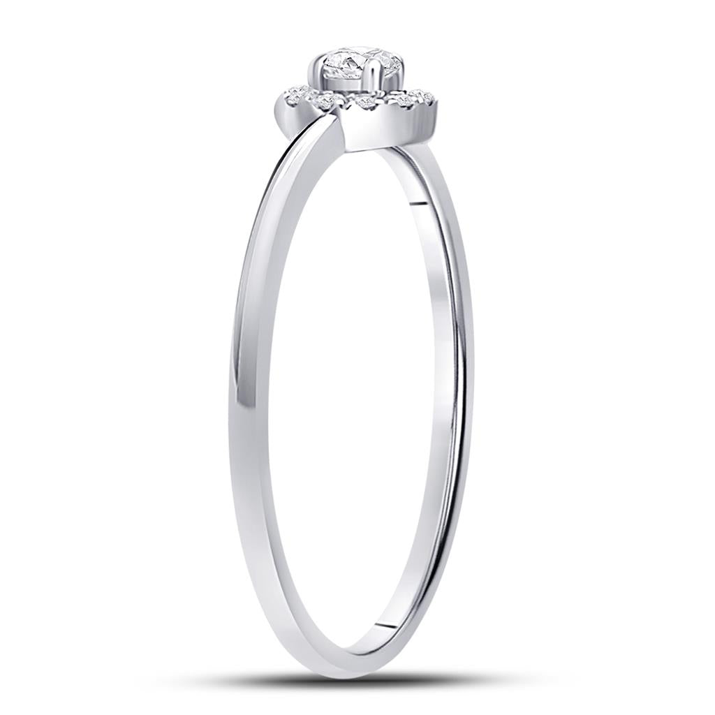 14k White Gold Round Diamond Solitaire Stackable Band Ring 1/5 Cttw